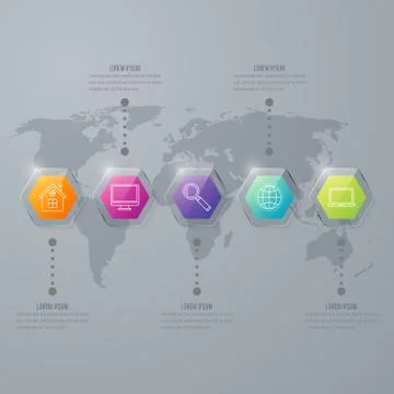 Infographic with hexagons on the grey background Stock Illustration