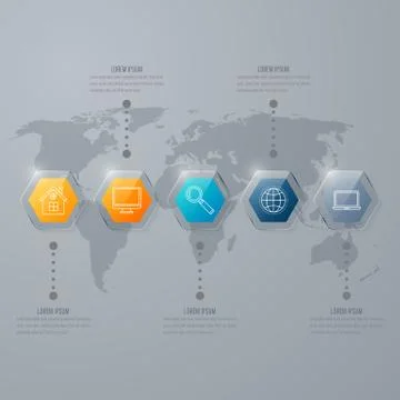 Infographic with hexagons on the grey background Stock Illustration