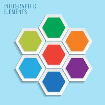 Infographic with honeycomb structure on the blue background. Stock Illustration