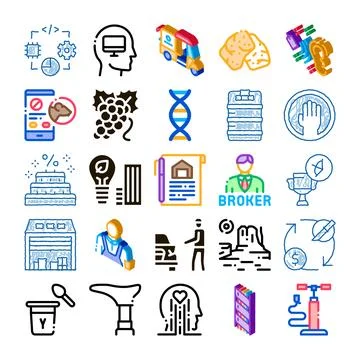 Infographic icons set representing various concepts and fields Stock Illustration