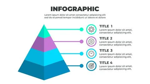 Infographic illustrating a four-step process represented by a 3D pyramid wi.. Stock Illustration