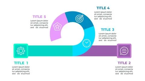 Infographic illustrating a four-step process represented by four sections o.. Stock Illustration