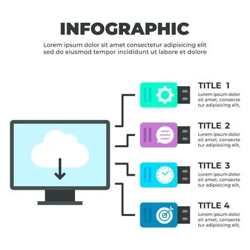 Infographic illustrating the process of data transfer from local USB flash .. Illustrazione stock