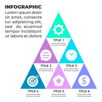 Infographic illustrating a six-step process represented by six puzzle piece.. Illustrazione stock