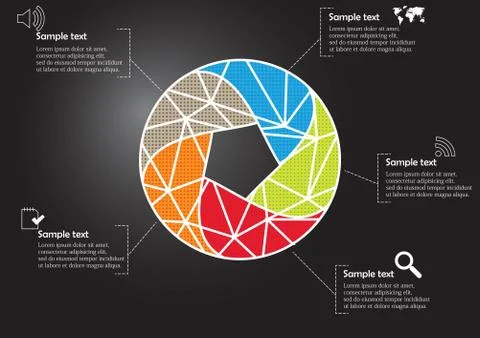 Infographic illustration vector template with shape of divided circle イラスト素材