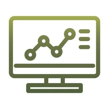 Infographic increase arrow chart inside computer gradient style icon vector Stock Illustration