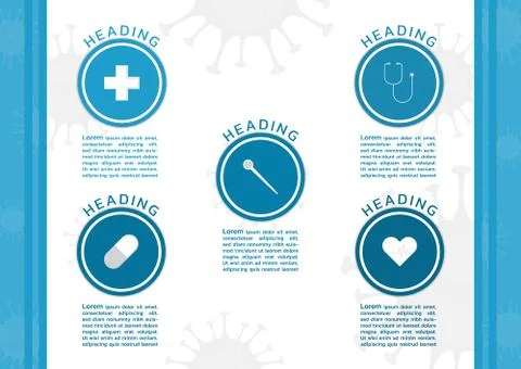 Infographic ingredient circle shape design covid-19 concept with icon for med Stock Illustration