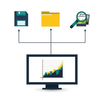 Infographic inside computer icon. Proffesional Solution. Vector 스톡 일러스트