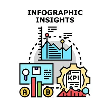 Infographic insights processing business data analysis Stock Illustration