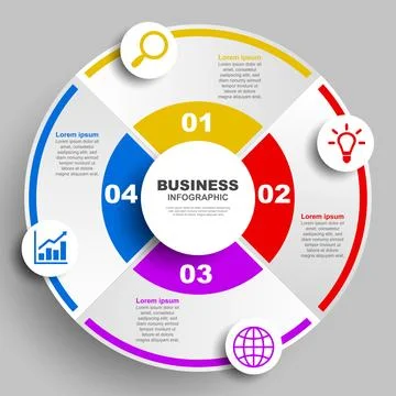 Infographic label design with circle puzzle template design and step option.. Stock Illustration