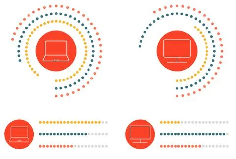 Infographic layout for notebook and computer with graphs Stock Illustration