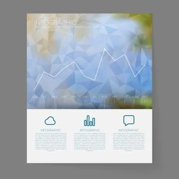 Infographic Line Graph Template on Blurred Background Stock Illustration