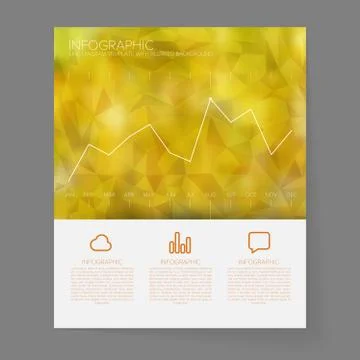 Infographic Line Graph Template on Blurred Background Stock Illustration