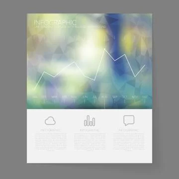 Infographic Line Graph Template on Blurred Background Stock Illustration