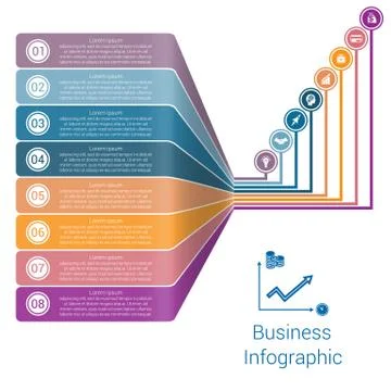 Infographic Lines Strips Perspective eight position Stock Illustration