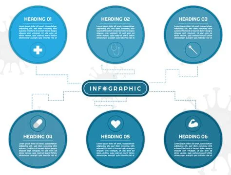 Infographic mind map big circle shape design for medical covid19 concept Stock Illustration