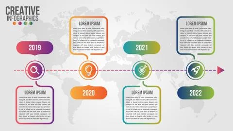 Infographic modern timeline design vector template for business with 4 steps Stock Illustration