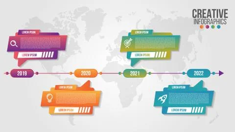 Infographic modern timeline design vector template for business with 4 steps Stock Illustration