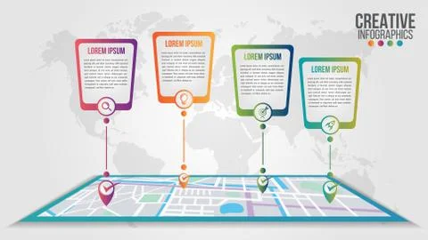 Infographic modern timeline design vector template for business with 4 steps Stock Illustration
