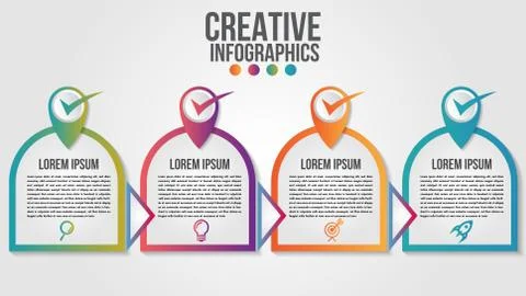 Infographic modern timeline design vector template for business with 4 steps Stock Illustration