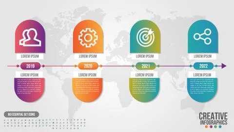 Infographic modern timeline design vector template for business with 4 steps Stock Illustration