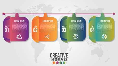 Infographic modern timeline design vector template for business with 4 steps Stock Illustration
