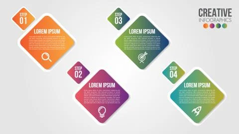 Infographic modern timeline design vector template for business with 4 steps Stock Illustration