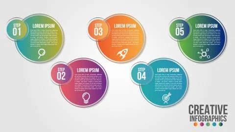 Infographic modern timeline design vector template for business with 5 steps Stock Illustration