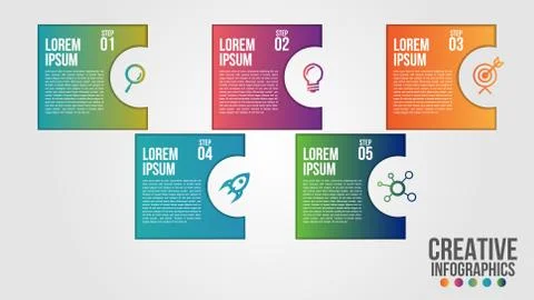 Infographic modern timeline design vector template for business with 5 steps Stock Illustration