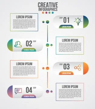 Infographic modern timeline design vector template for business with 4 steps Stock Illustration