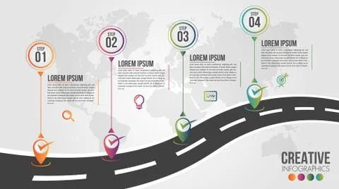 Infographic modern timeline design vector template for business with 4 steps Stock Illustration