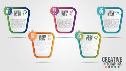 Infographic modern timeline design vector template for business with 5 steps Stock Illustration