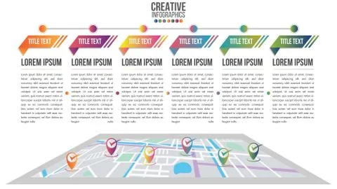 Infographic modern timeline design vector template for business with 6 steps Stock Illustration