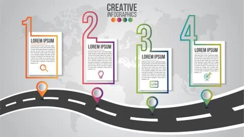 Infographic modern timeline design vector template for business with 4 steps Stock Illustration