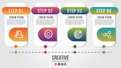 Infographic modern timeline design vector template for business with 4 steps Stock Illustration