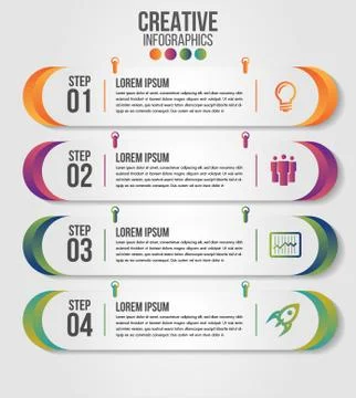 Infographic modern timeline design vector template for business with 4 steps Stock Illustration