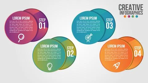 Infographic modern timeline design vector template for business with 4 steps Stock Illustration
