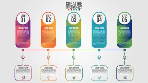 Infographic modern timeline design vector template for business with 5 steps Stock Illustration