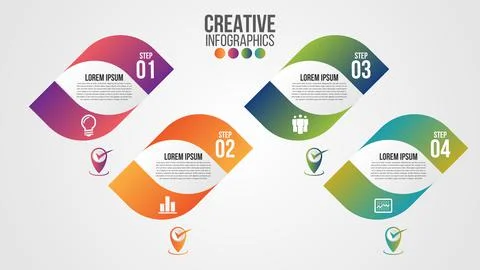Infographic modern timeline design vector template for business with 4 steps Stock Illustration