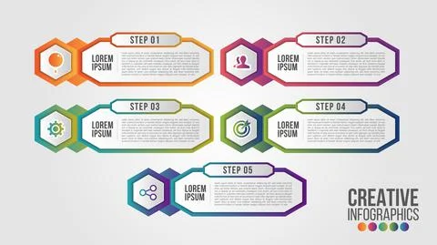 Infographic modern timeline design vector template for business with 5 steps Stock Illustration