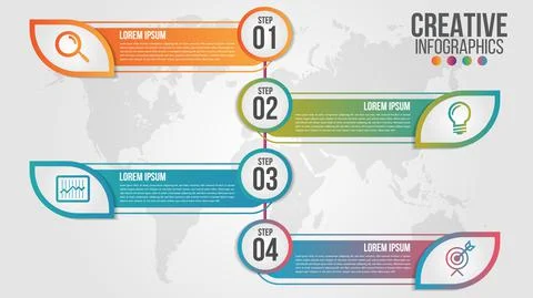 Infographic modern timeline design vector template for business with 4 steps Stock Illustration