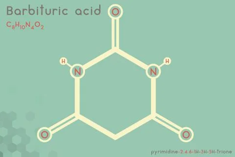 Infographic of the molecule of Barbituric acid Stock Illustration