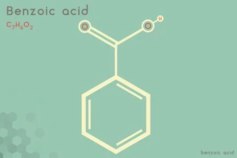 Infographic of the molecule of Benzoic acid Stock Illustration