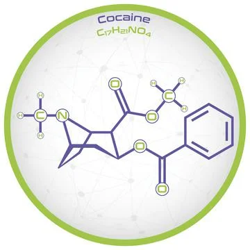 Infographic of the molecule of Cocaine Stock Illustration
