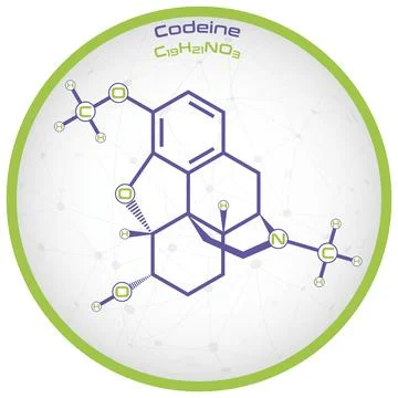 Infographic of the molecule of Codeine Stock Illustration