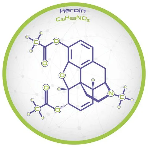 Infographic of the molecule of Heroin Illustrazione stock