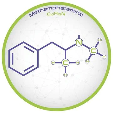 Infographic of the molecule of Methamphetamine Stockillustratie