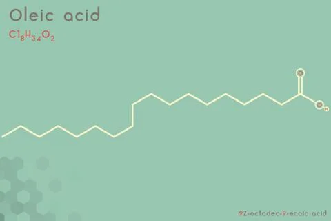 Infographic of the molecule of Oleic acid Stock Illustration