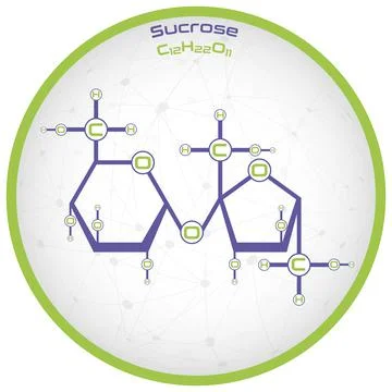 Infographic of the molecule of Sucrose Stock Illustration