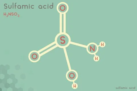 Infographic of the molecule of Sulfamic acid Stock Illustration
